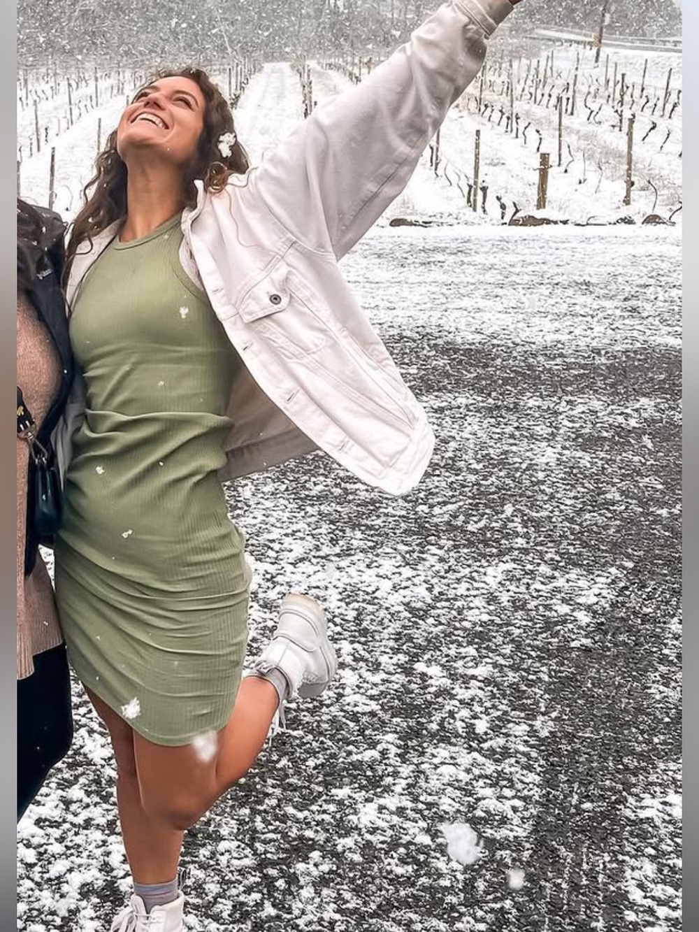 Billabong Ribbed Tank Midi Dress in Olive Green - Picture 2 of 2